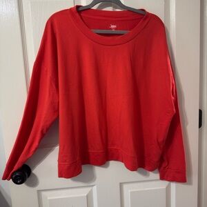 Jenni Red Long Sleeve Pullover Sleep Top